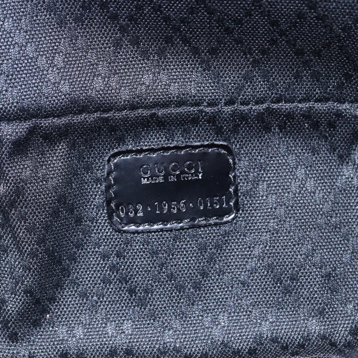 GUCCI Bamboo Vanity Hand Bag Nylon Black Silver 032 1956 0151 Auth 146043