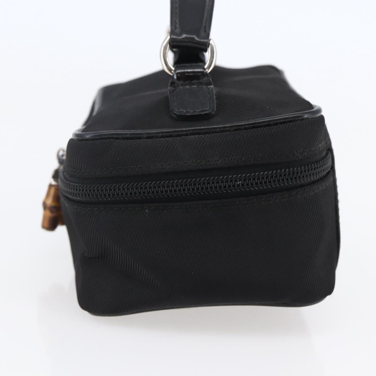 GUCCI Bamboo Vanity Hand Bag Nylon Black Silver 032 1956 0151 Auth 146043