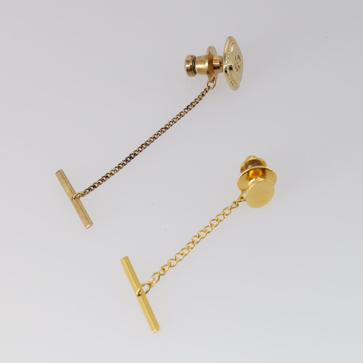 Christian Dior Nek Tie Pin Titanic metal 2Set Gold Tone Auth 146044