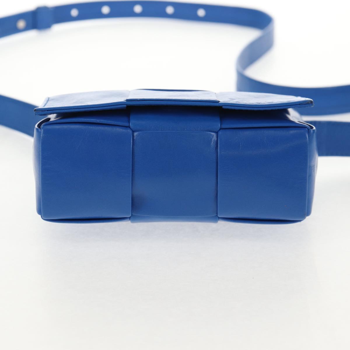 BOTTEGA VENETA MAXI INTRECCIATO Cassette Shoulder Bag Leather Blue Auth 146045V