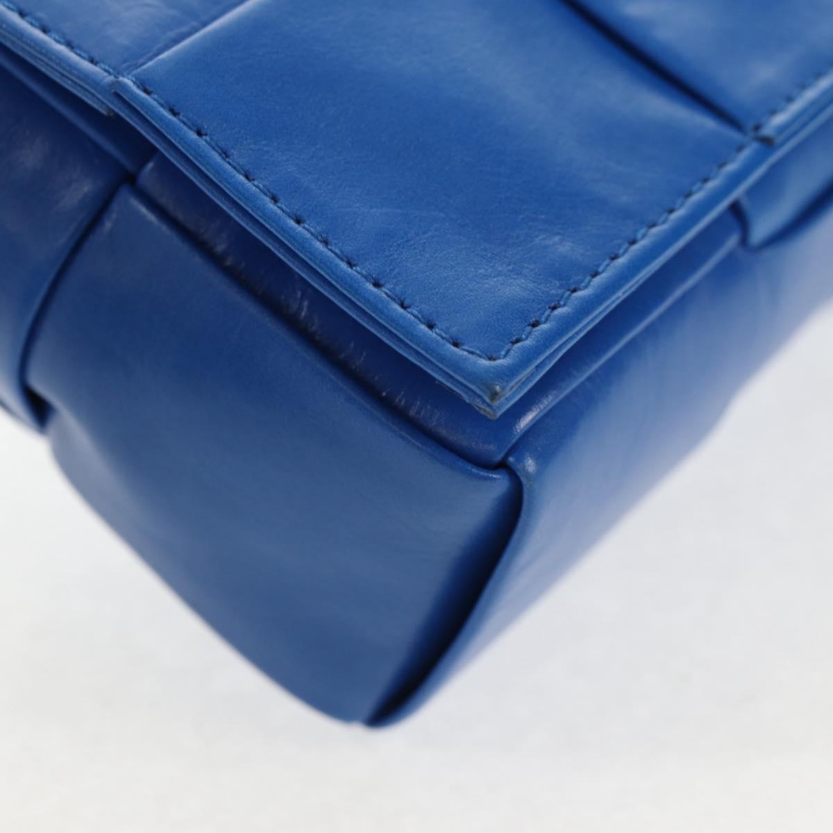 BOTTEGA VENETA MAXI INTRECCIATO Cassette Shoulder Bag Leather Blue Auth 146045V