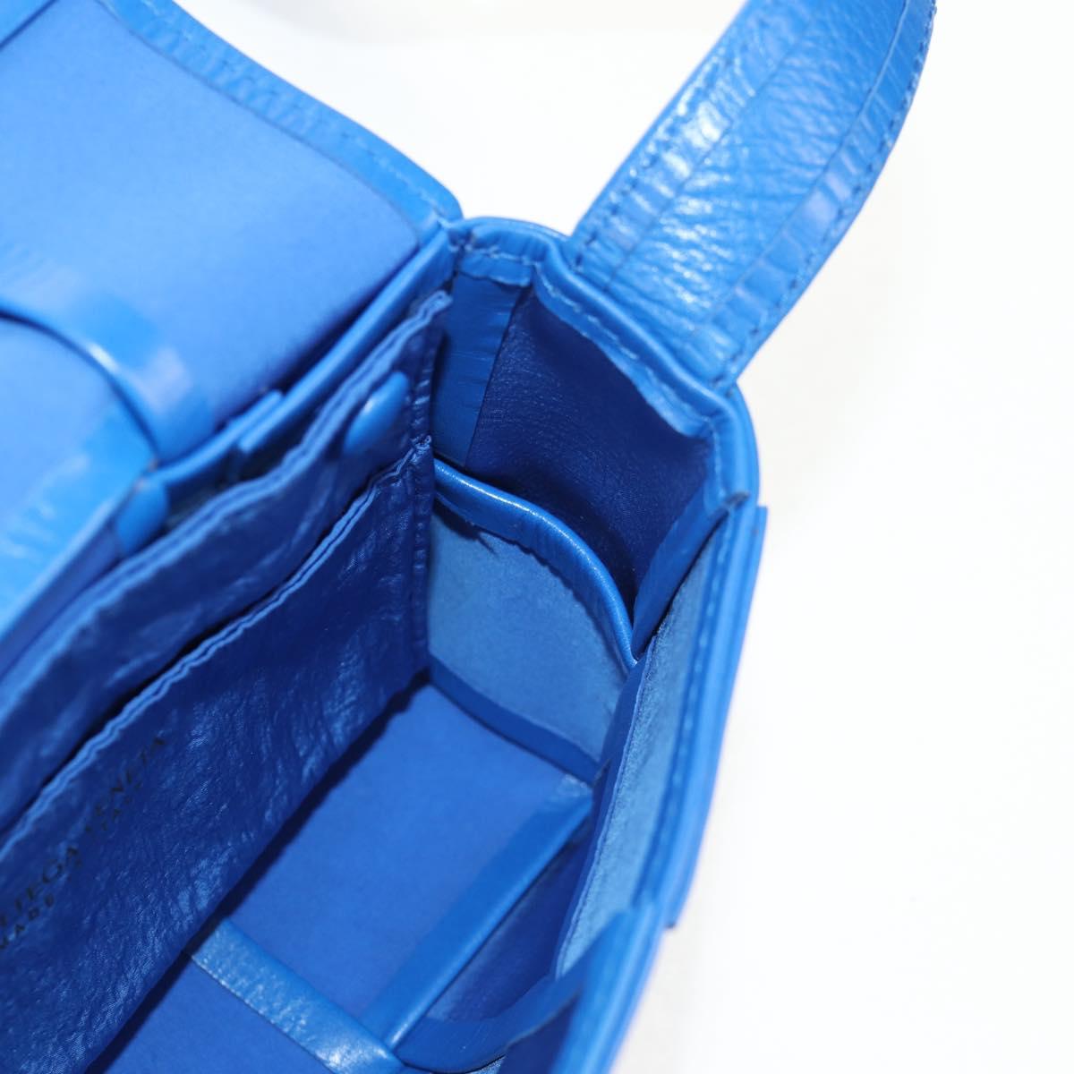 BOTTEGA VENETA MAXI INTRECCIATO Cassette Shoulder Bag Leather Blue Auth 146045V