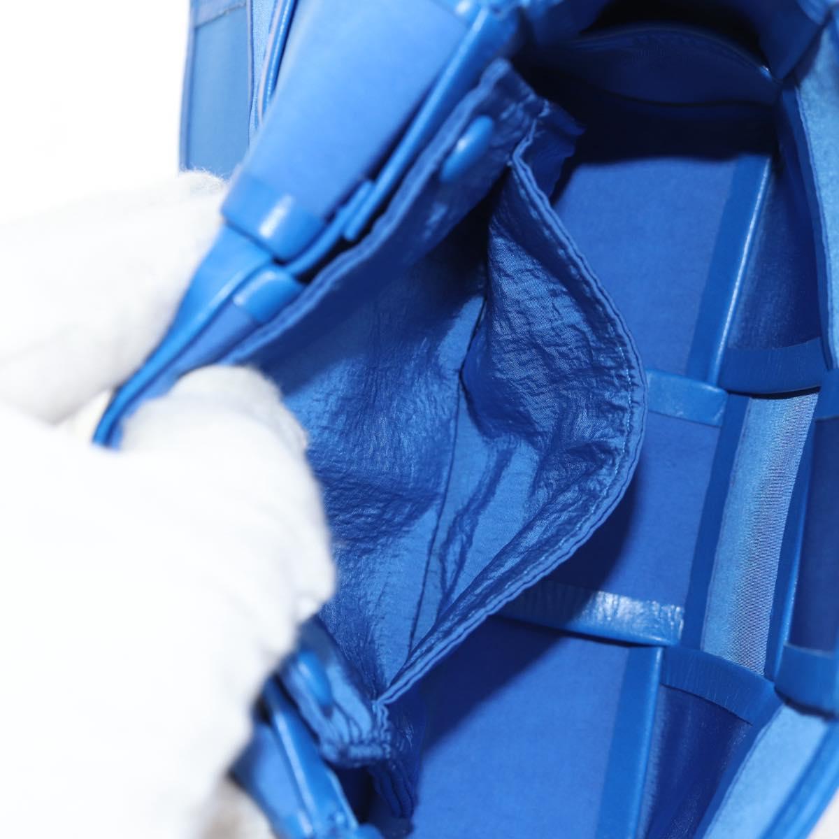 BOTTEGA VENETA MAXI INTRECCIATO Cassette Shoulder Bag Leather Blue Auth 146045V