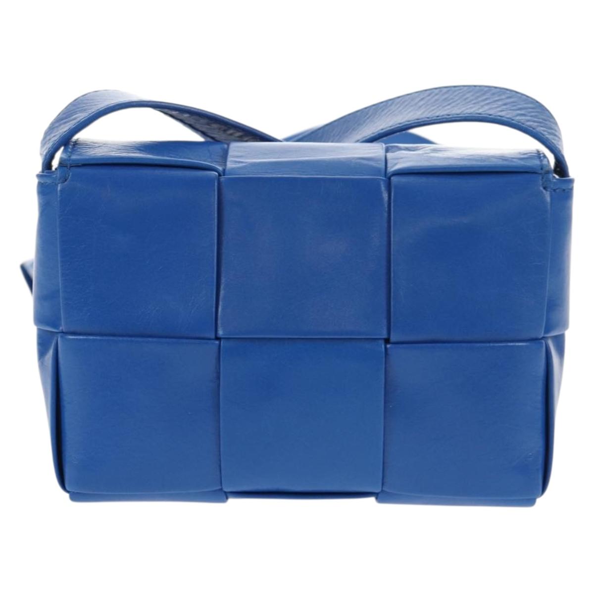 BOTTEGA VENETA MAXI INTRECCIATO Cassette Shoulder Bag Leather Blue Auth 146045V