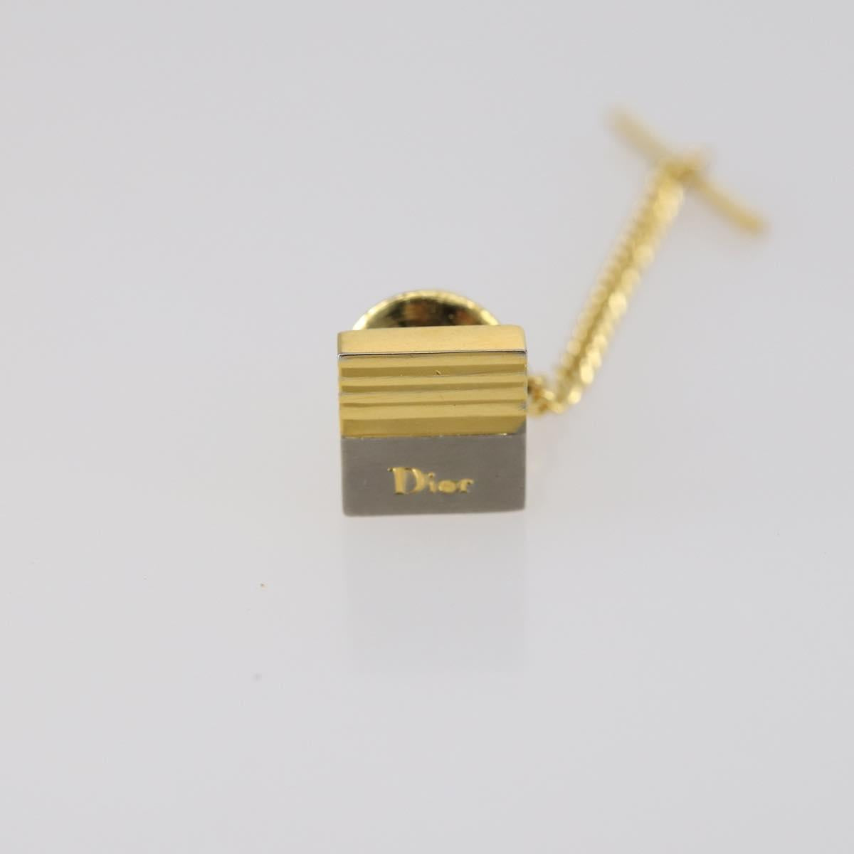 Christian Dior Nek Tie Pin Cuffs metal 2Set Gold Tone Auth 146046