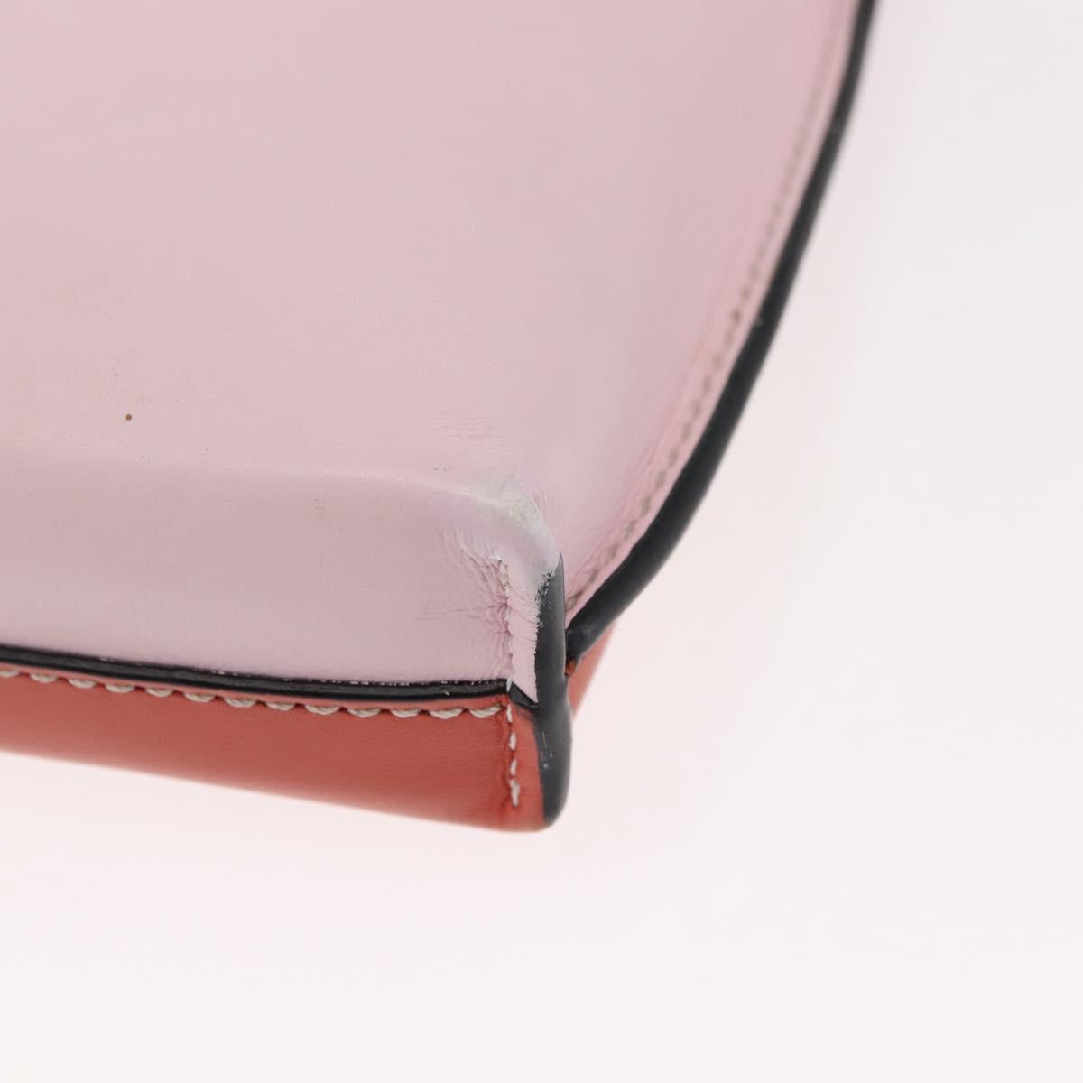 LOEWE Anagram Phone Shoulder Pouch Leather Gold Pink Orange Auth 146048