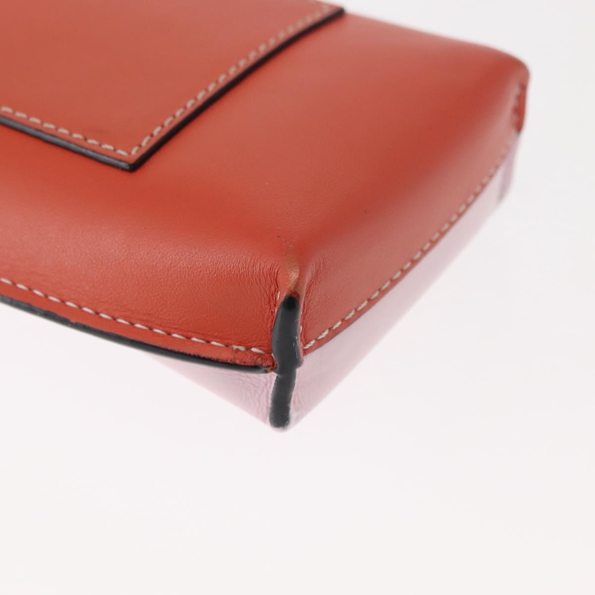 LOEWE Anagram Phone Shoulder Pouch Leather Gold Pink Orange Auth 146048