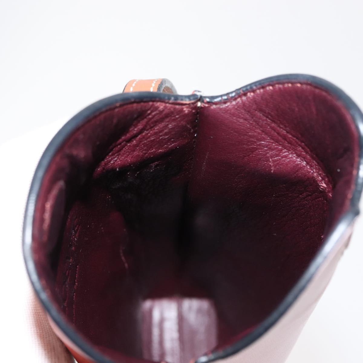 LOEWE Anagram Phone Shoulder Pouch Leather Gold Pink Orange Auth 146048