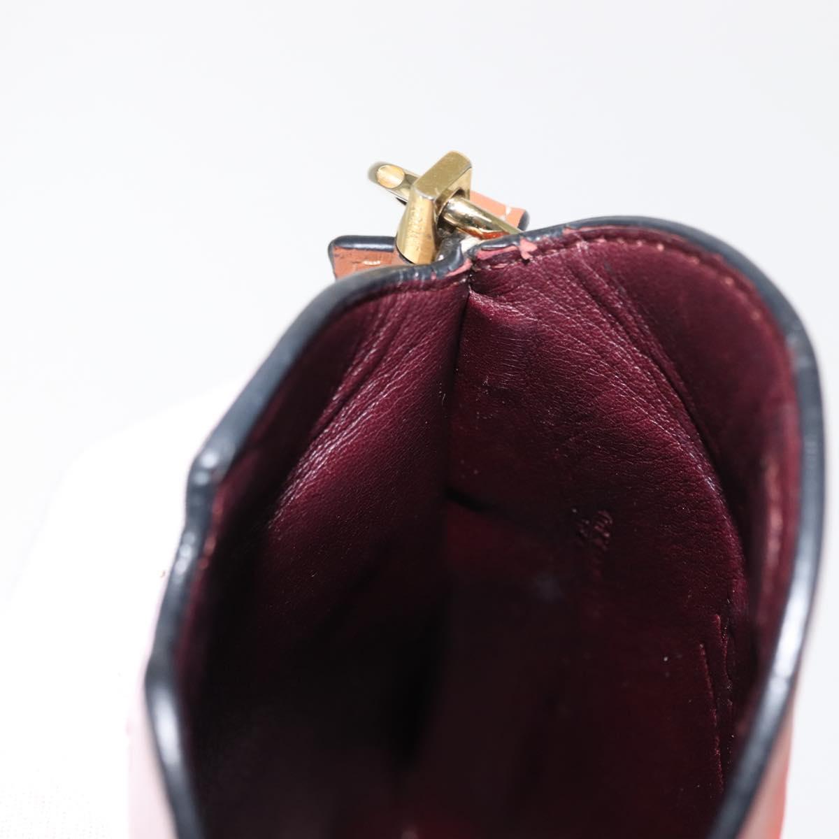 LOEWE Anagram Phone Shoulder Pouch Leather Gold Pink Orange Auth 146048