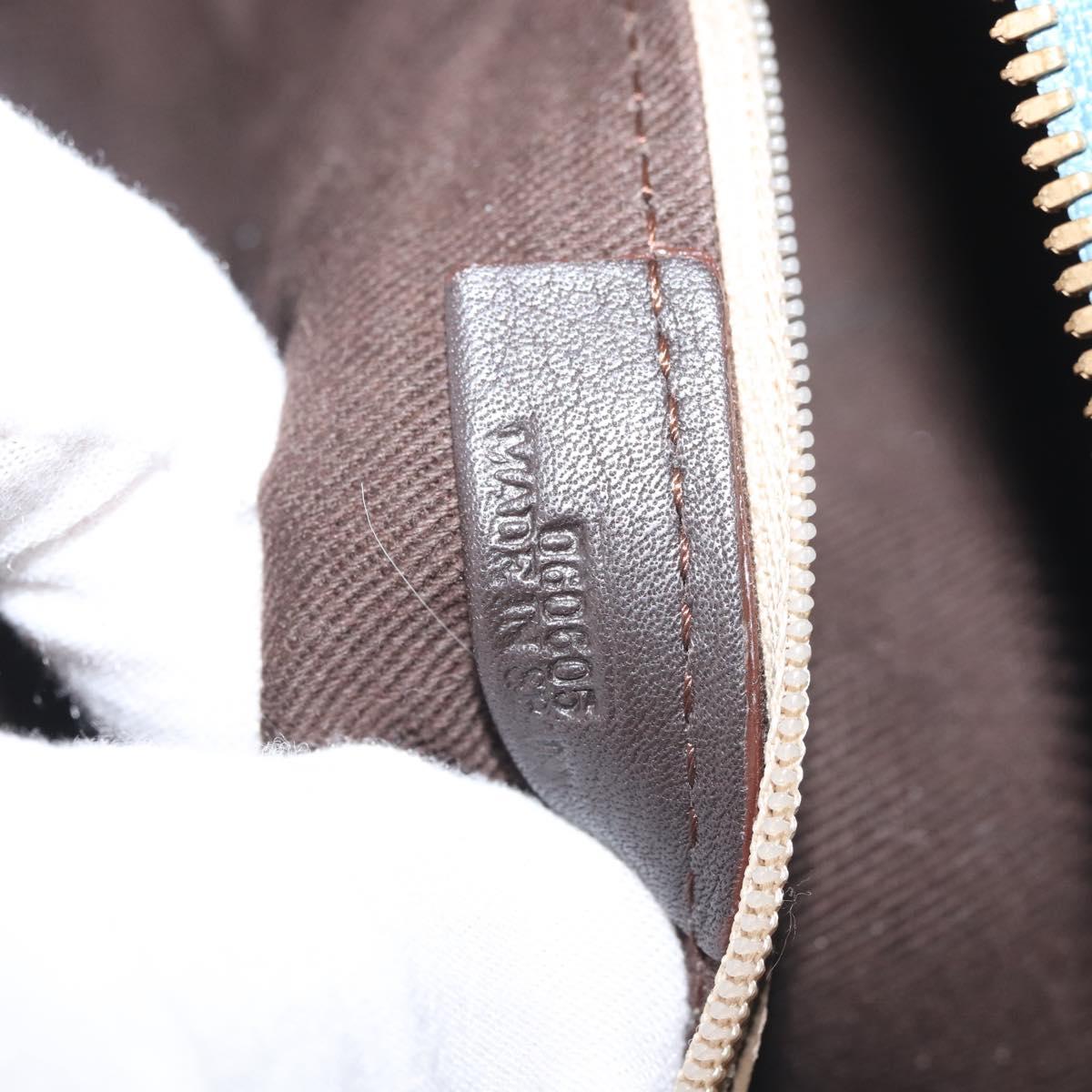 LOEWE 160th Anniversary Model Hand Bag Suede Turquoise Blue Gold Auth 146049