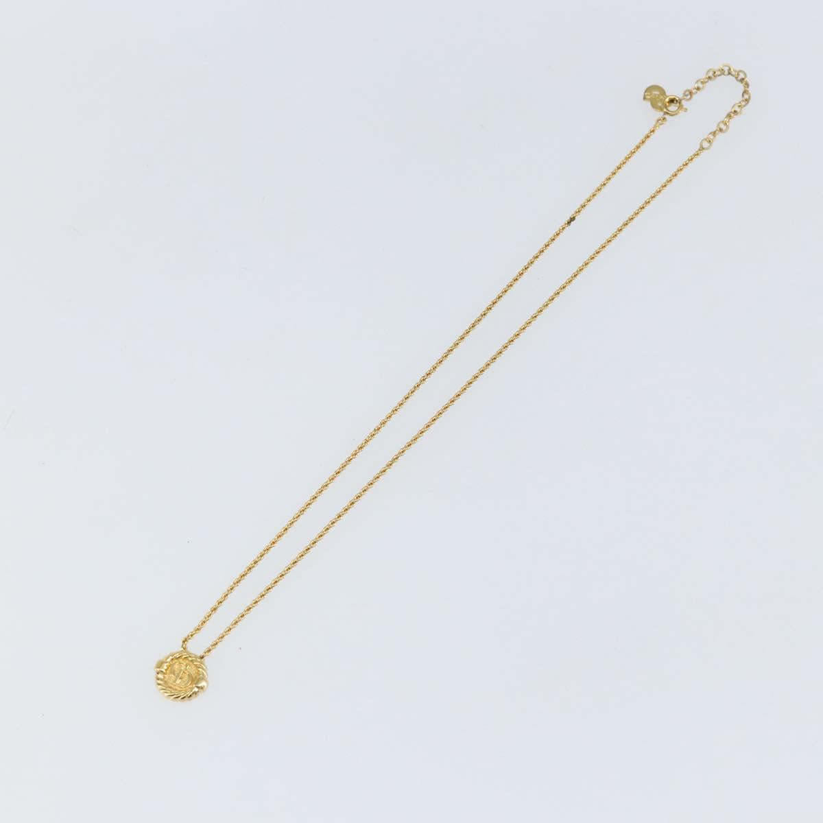 Christian Dior Rope Circle CD Logo Necklace metal Gold Tone Auth 146053