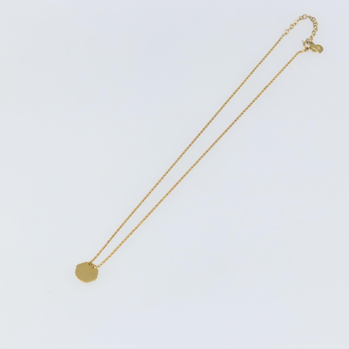 Christian Dior Rope Circle CD Logo Necklace metal Gold Tone Auth 146053