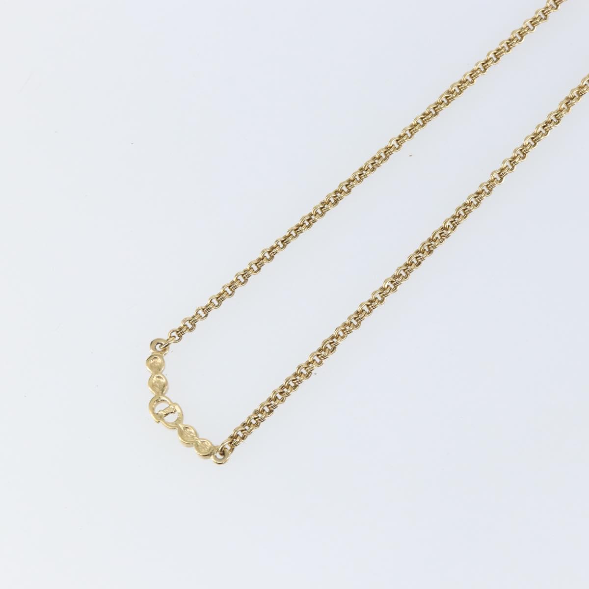 Christian Dior Rhinestone CD logo Necklace metal Gold Tone Auth 146055