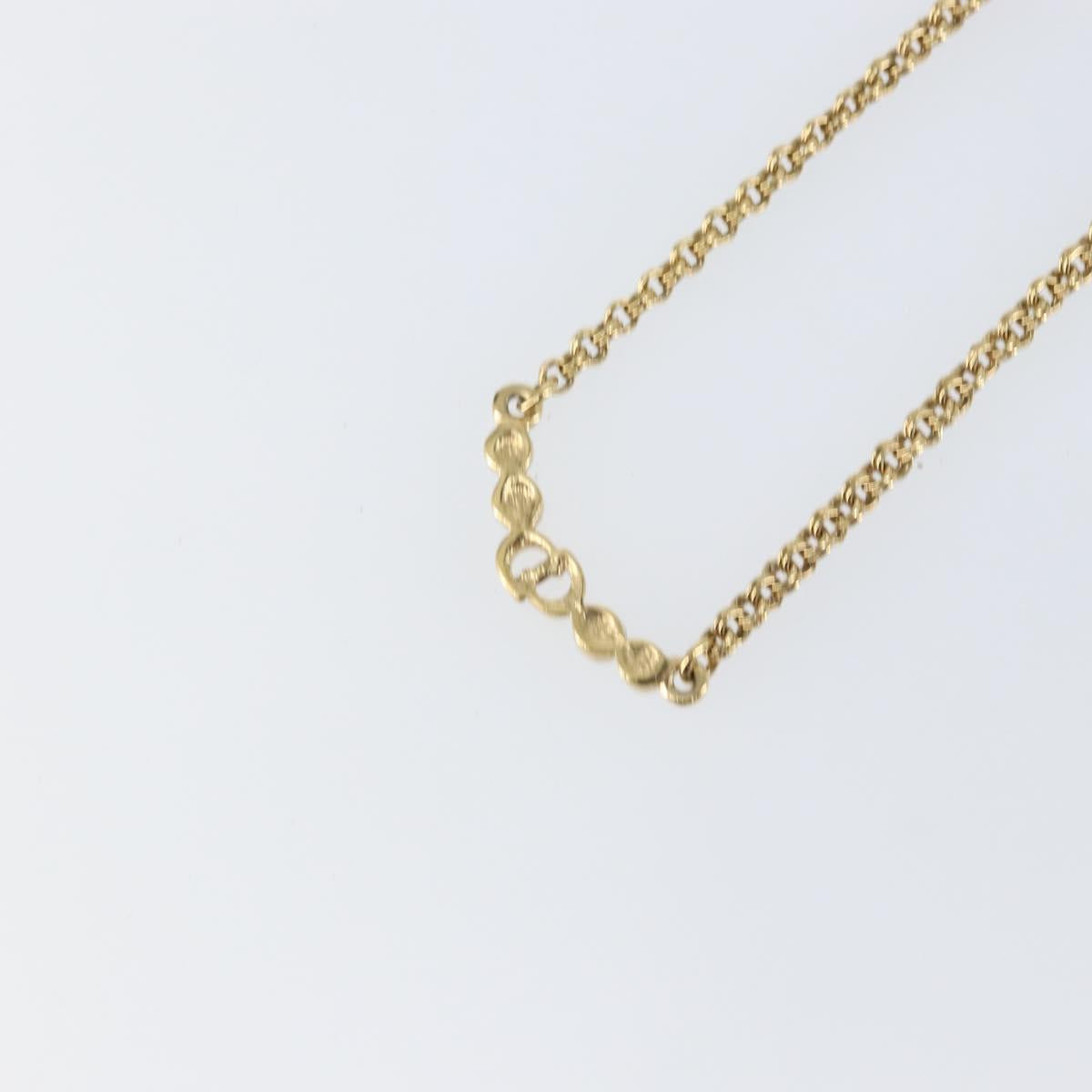 Christian Dior Rhinestone CD logo Necklace metal Gold Tone Auth 146055