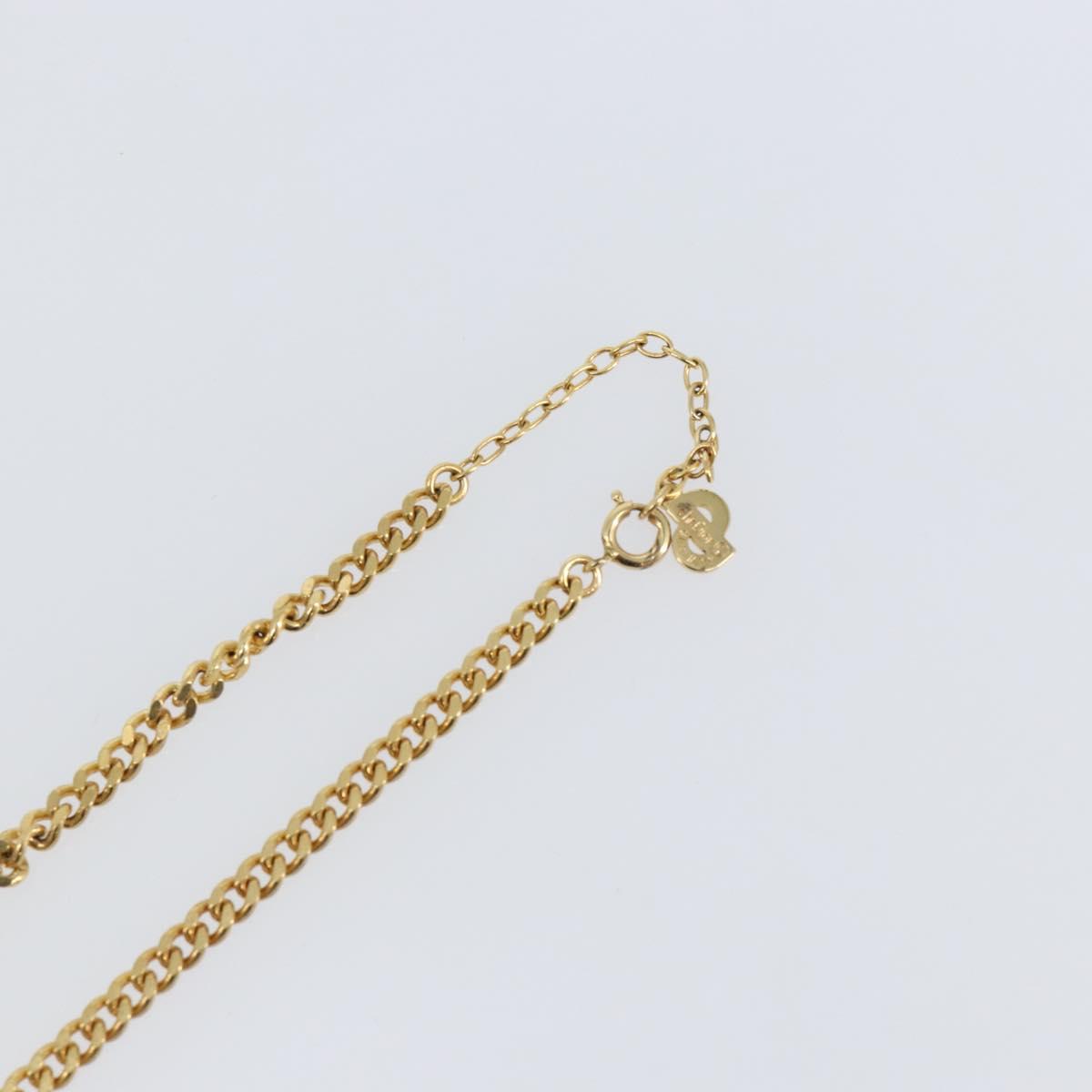 Christian Dior Curve Chain CD logo Necklace metal Gold Tone Auth 146056