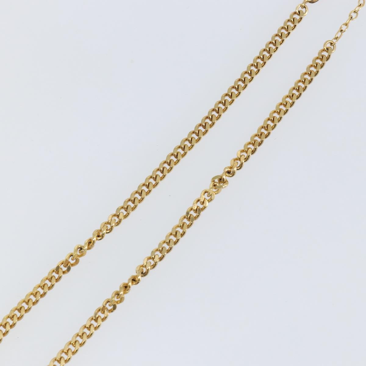 Christian Dior Curve Chain CD logo Necklace metal Gold Tone Auth 146056
