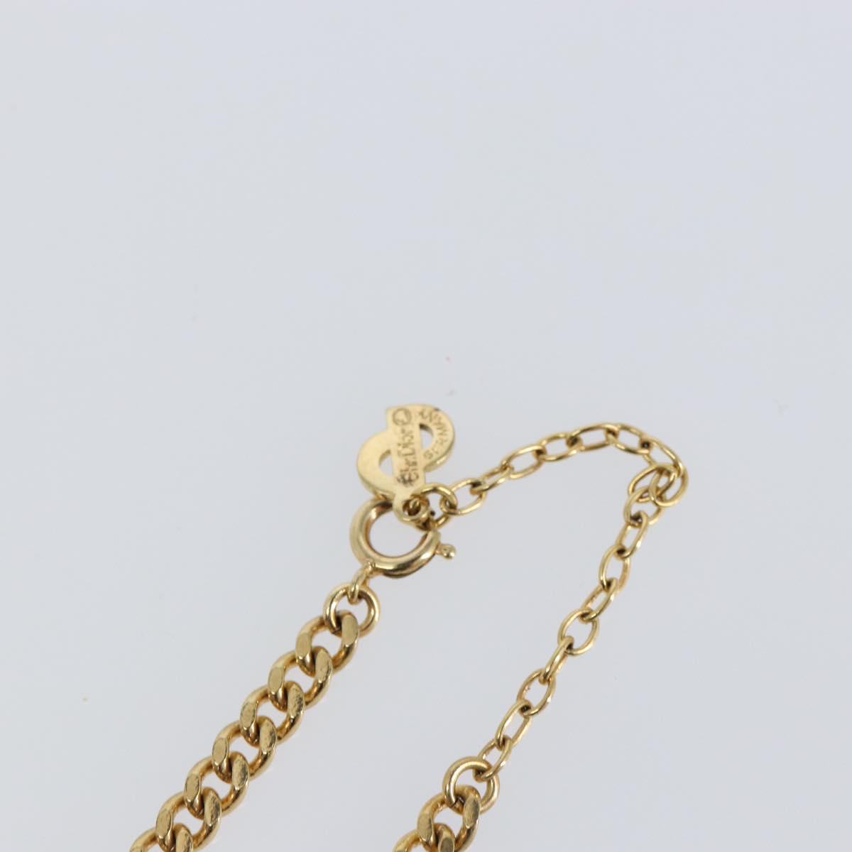 Christian Dior Curve Chain CD logo Necklace metal Gold Tone Auth 146056
