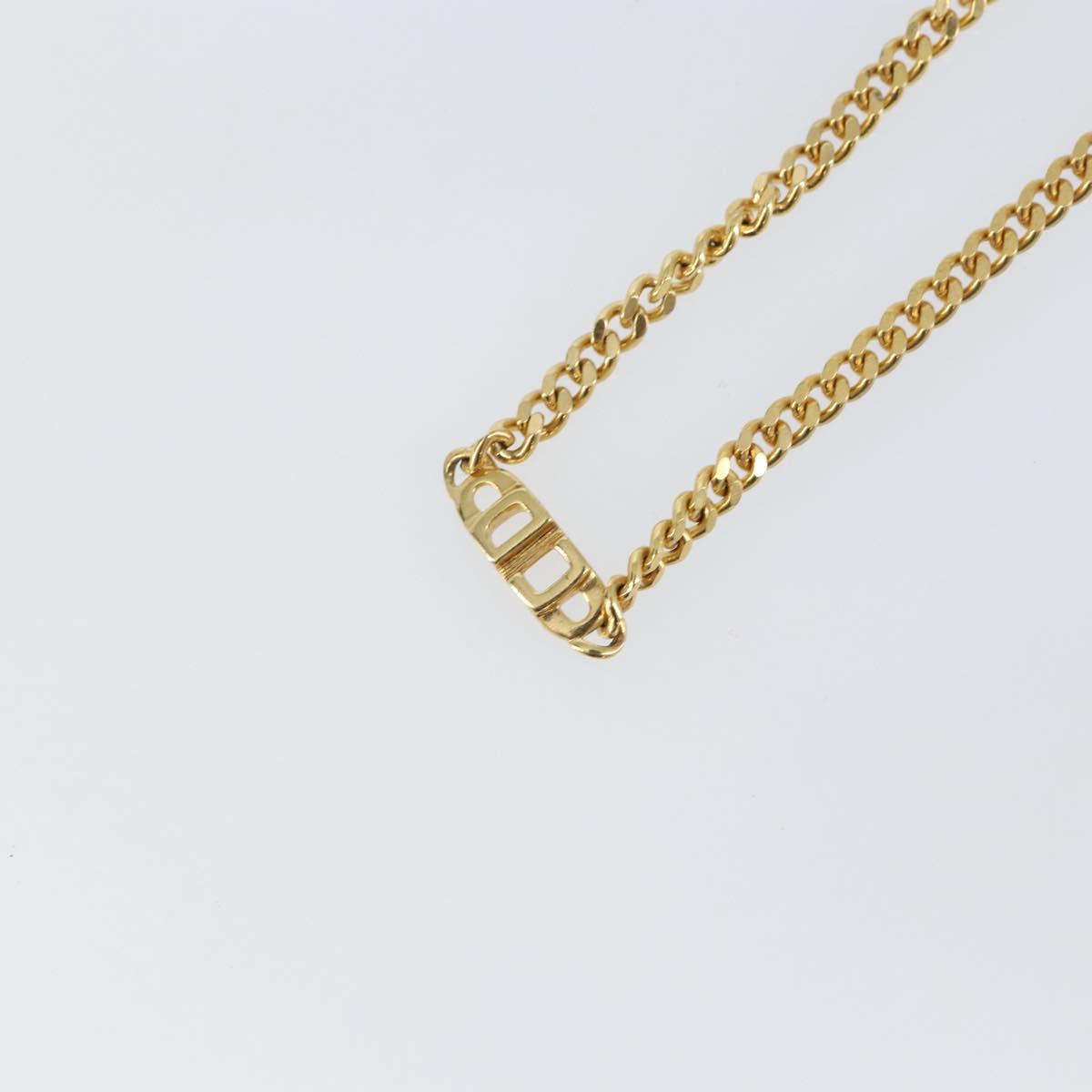 Christian Dior Curve Chain CD logo Necklace metal Gold Tone Auth 146056