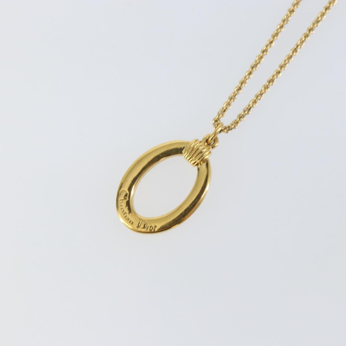 Christian Dior Circle Necklace metal Gold Tone Auth 146059
