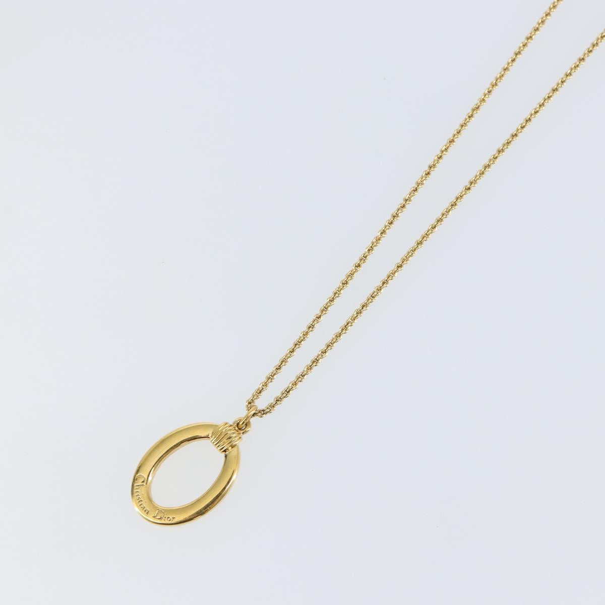 Christian Dior Circle Necklace metal Gold Tone Auth 146059
