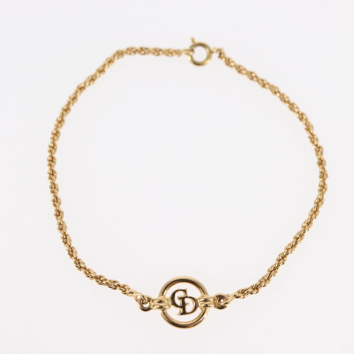 Christian Dior Circle Logo Bracelet metal Gold Tone Auth 146060