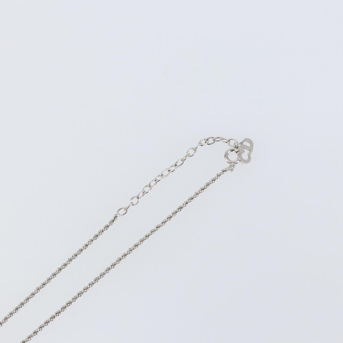 Christian Dior CD Logo Necklace metal Silver tone Auth 146061