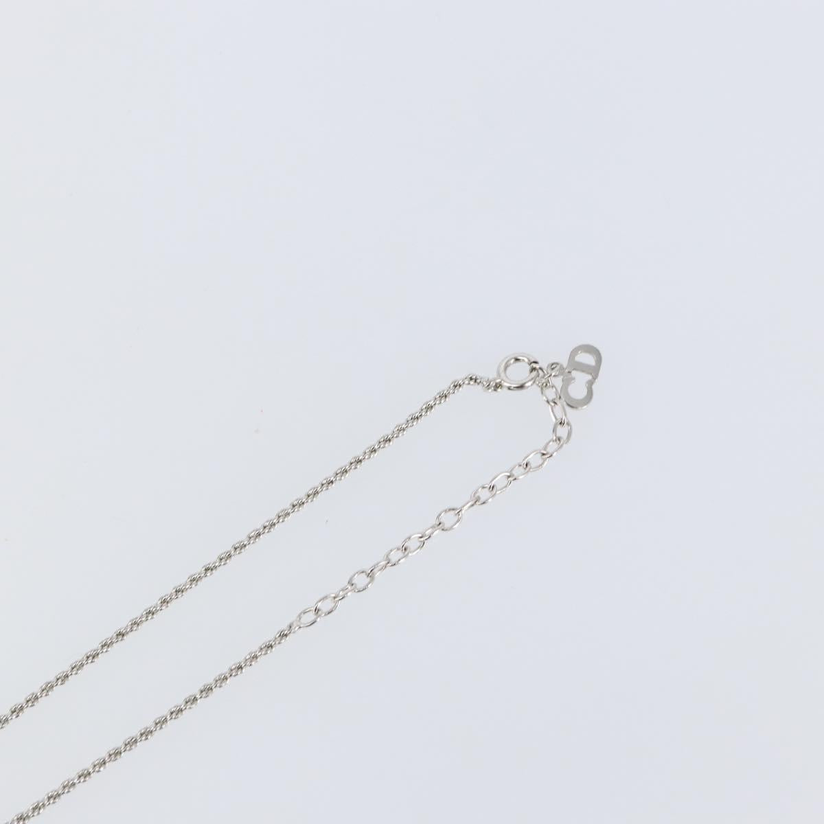 Christian Dior CD Logo Necklace metal Silver tone Auth 146061