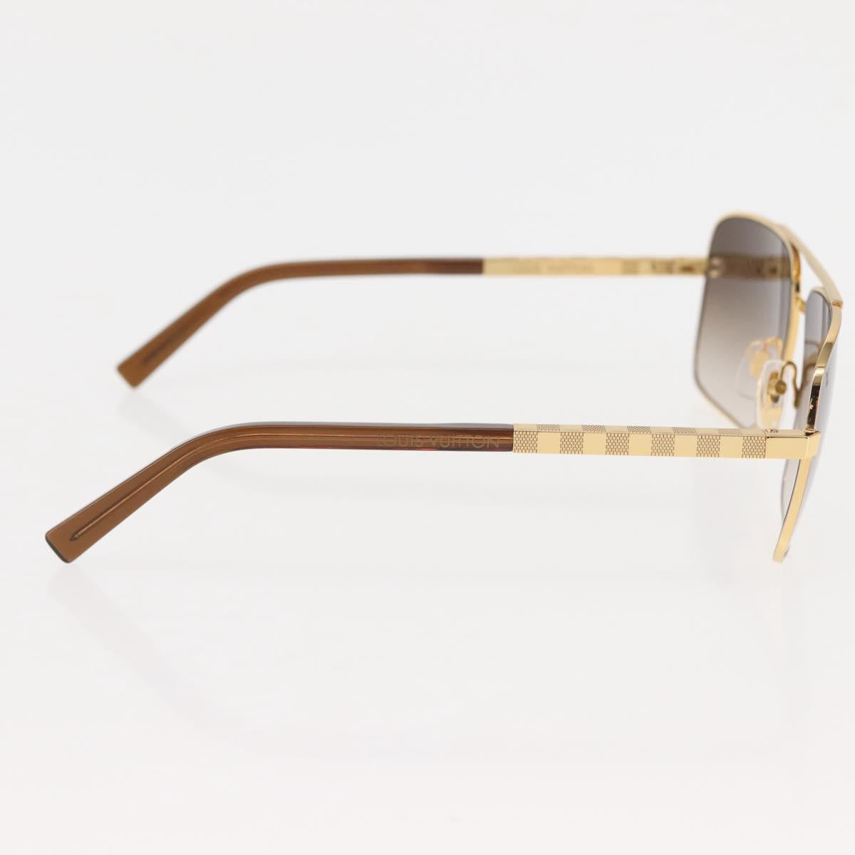 LOUIS VUITTON Damier Sunglasses Attitude metal Gold Tone Z0259U LV Auth 146064