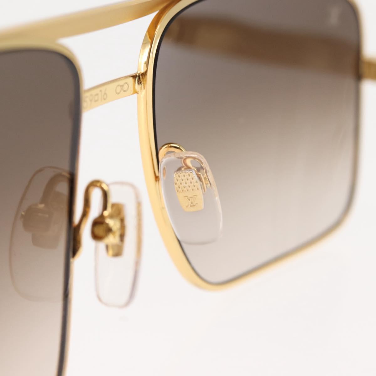 LOUIS VUITTON Damier Sunglasses Attitude metal Gold Tone Z0259U LV Auth 146064