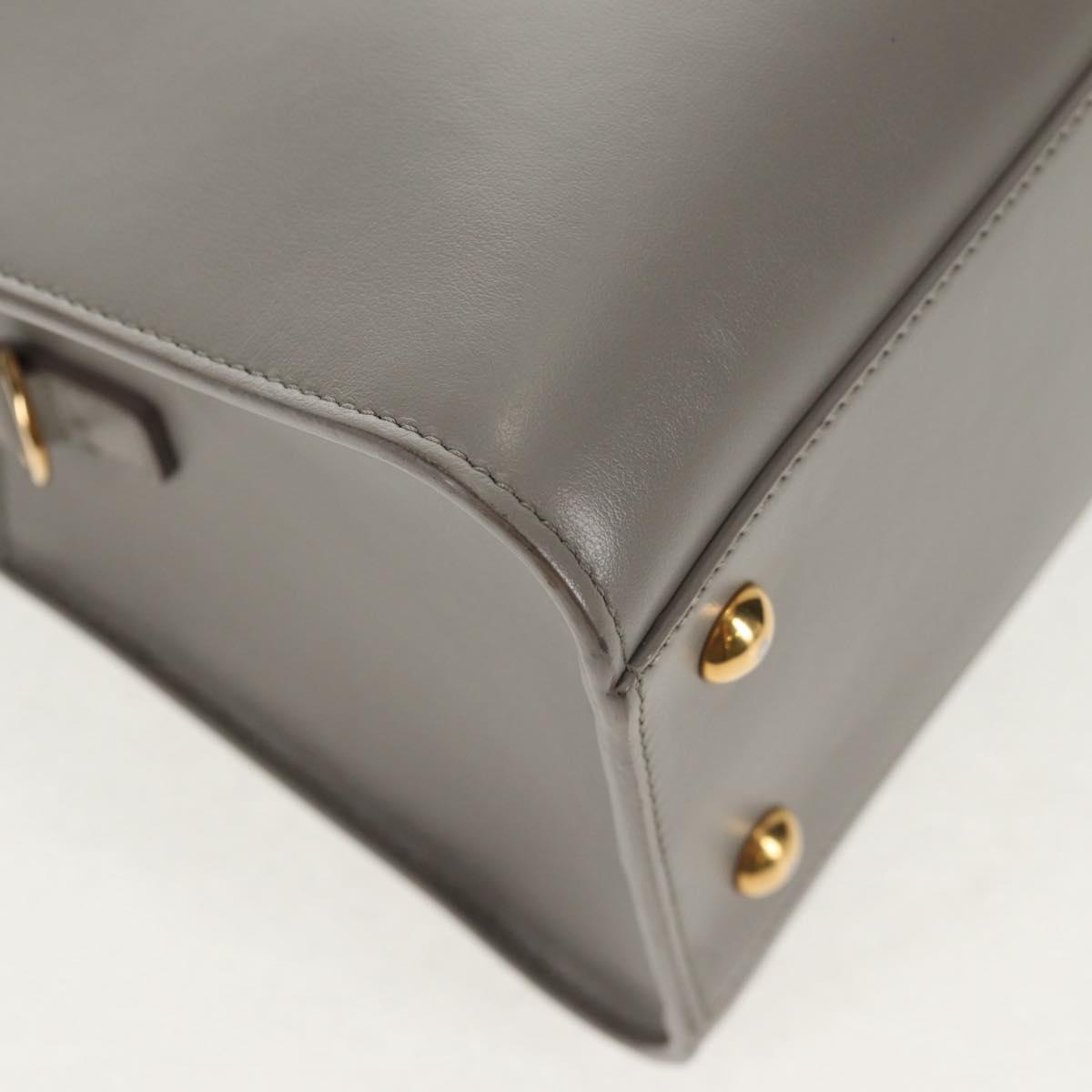 SAINT LAURENT Cabas Hand Bag Leather Gray Gold Auth 146066M