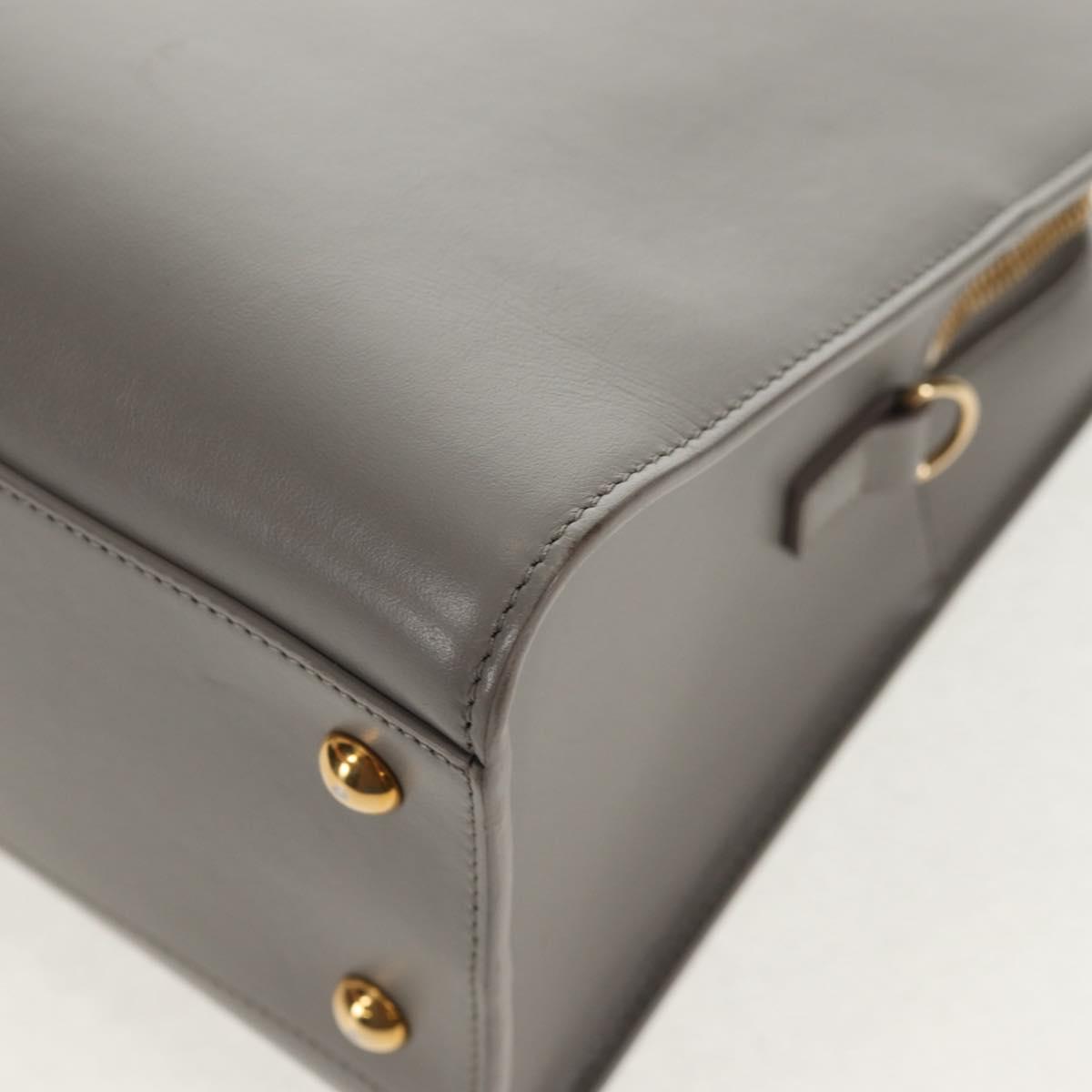 SAINT LAURENT Cabas Hand Bag Leather Gray Gold Auth 146066M
