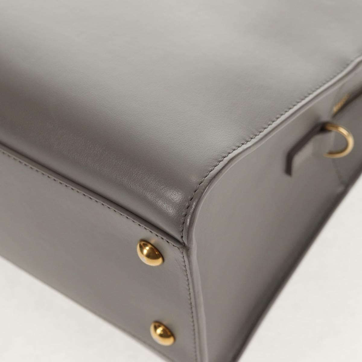 SAINT LAURENT Cabas Hand Bag Leather Gray Gold Auth 146066M