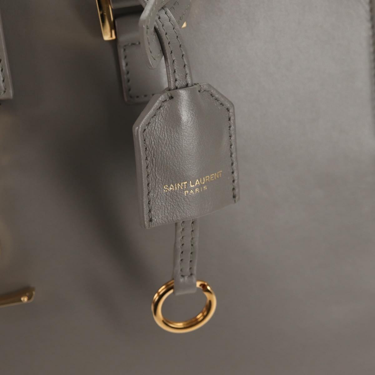 SAINT LAURENT Cabas Hand Bag Leather Gray Gold Auth 146066M