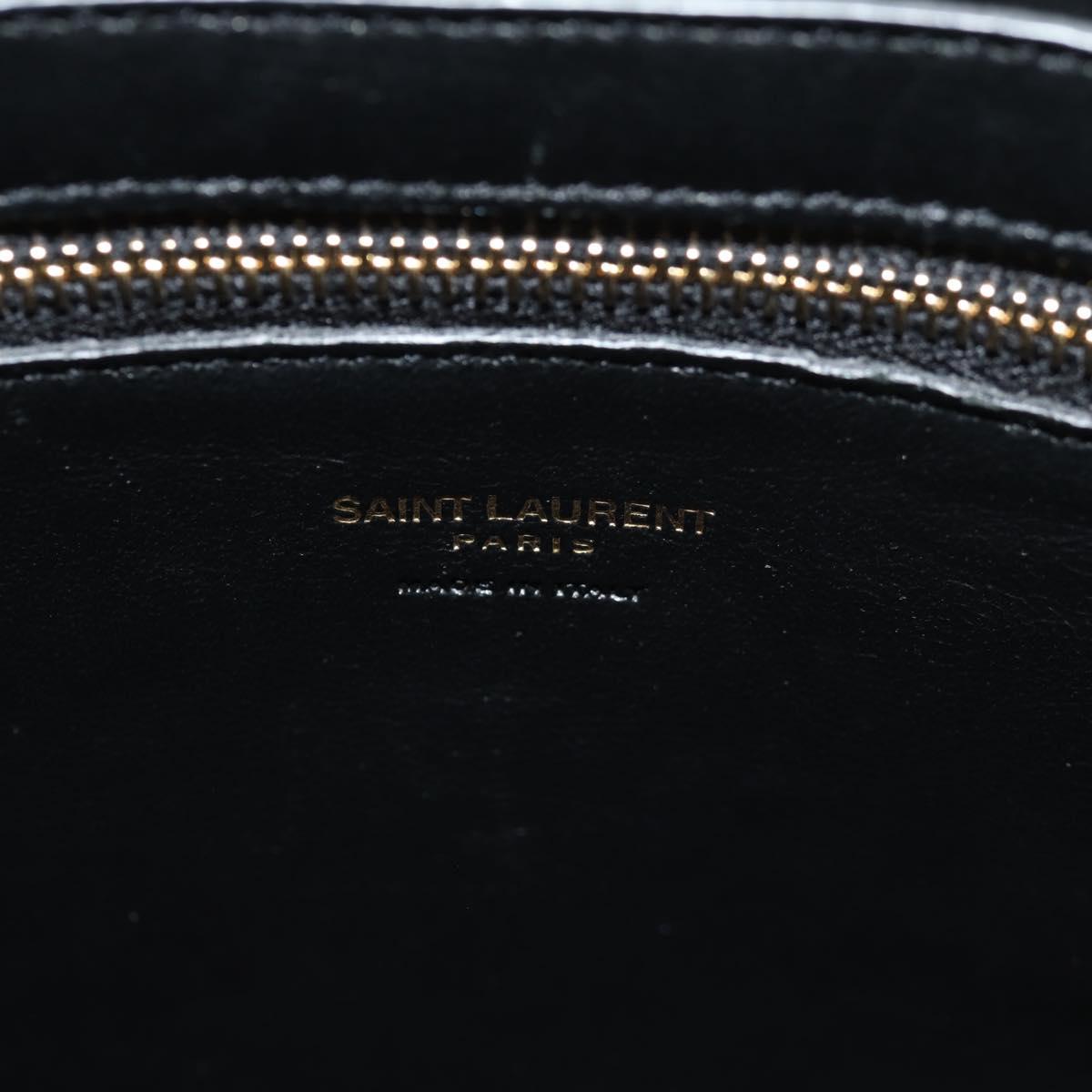 SAINT LAURENT Cabas Hand Bag Leather Gray Gold Auth 146066M