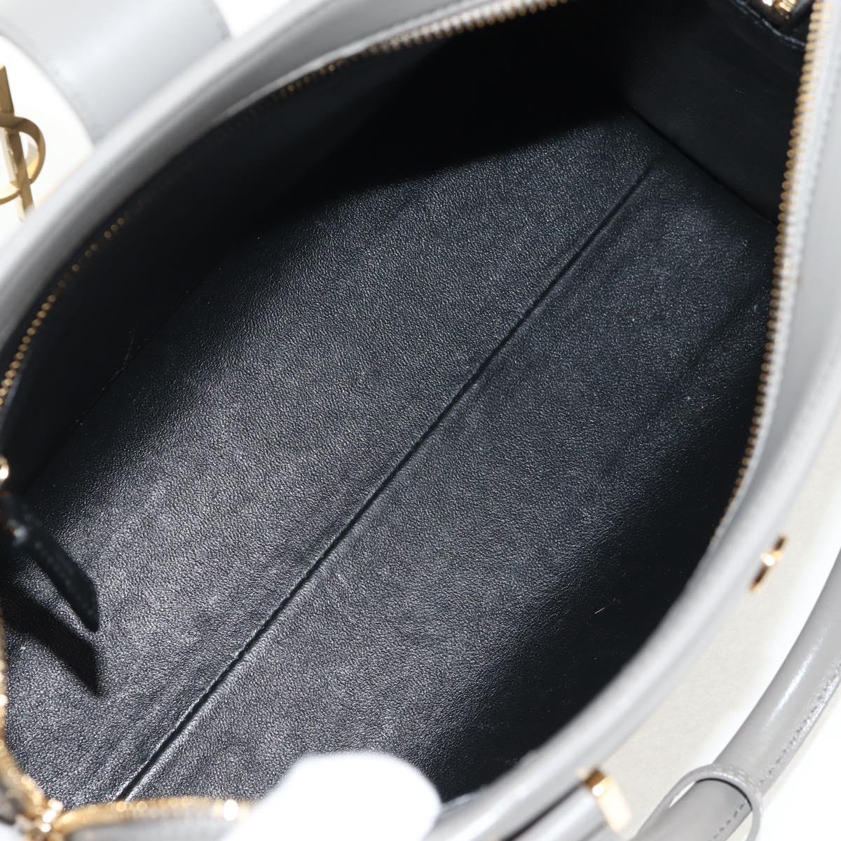 SAINT LAURENT Cabas Hand Bag Leather Gray Gold Auth 146066M
