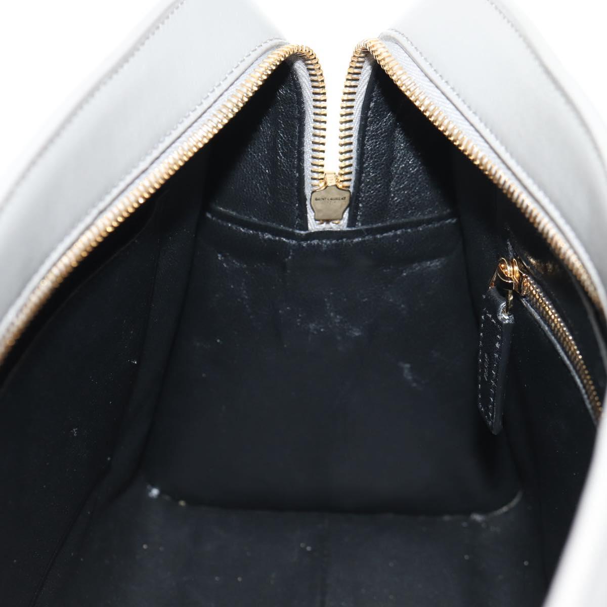 SAINT LAURENT Cabas Hand Bag Leather Gray Gold Auth 146066M
