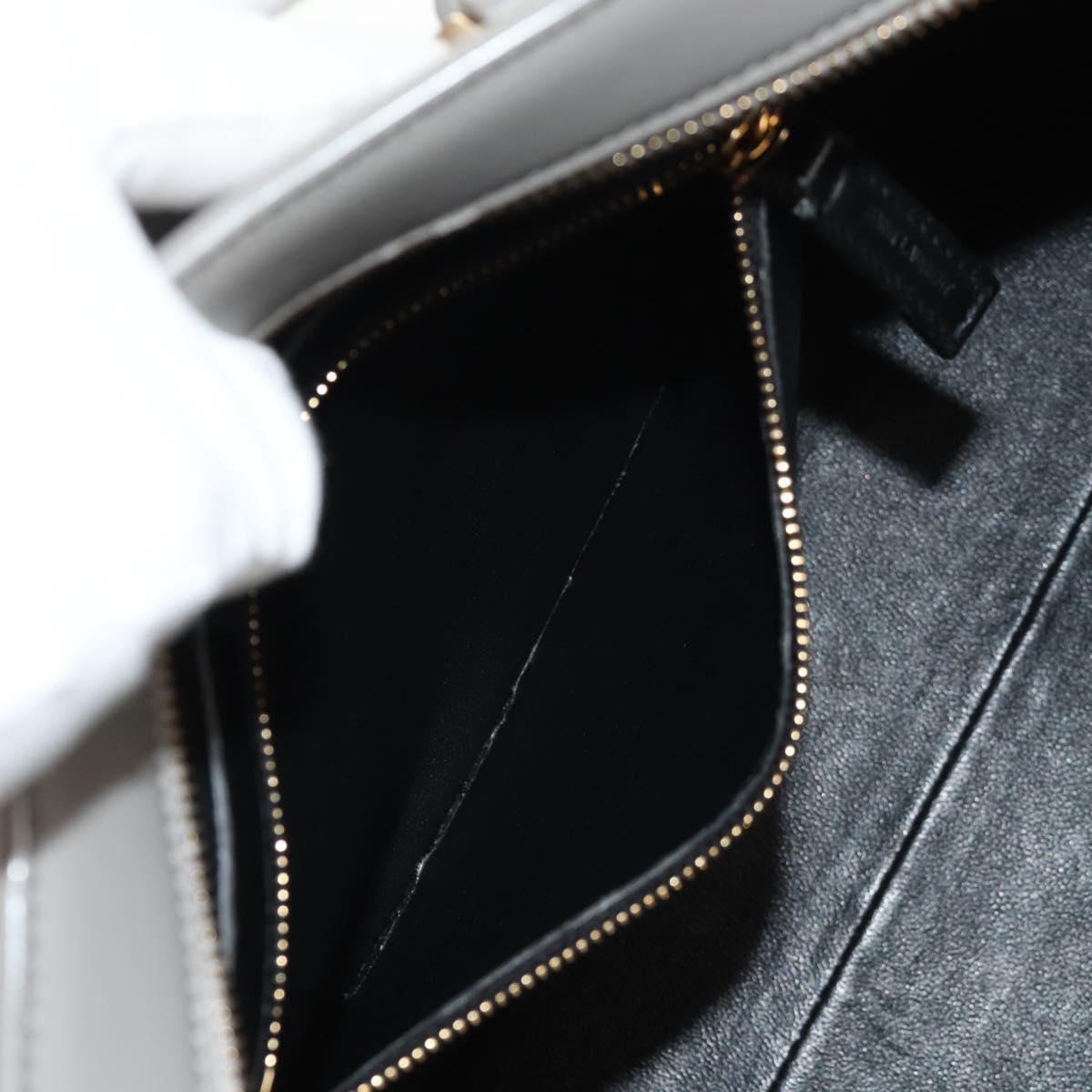 SAINT LAURENT Cabas Hand Bag Leather Gray Gold Auth 146066M