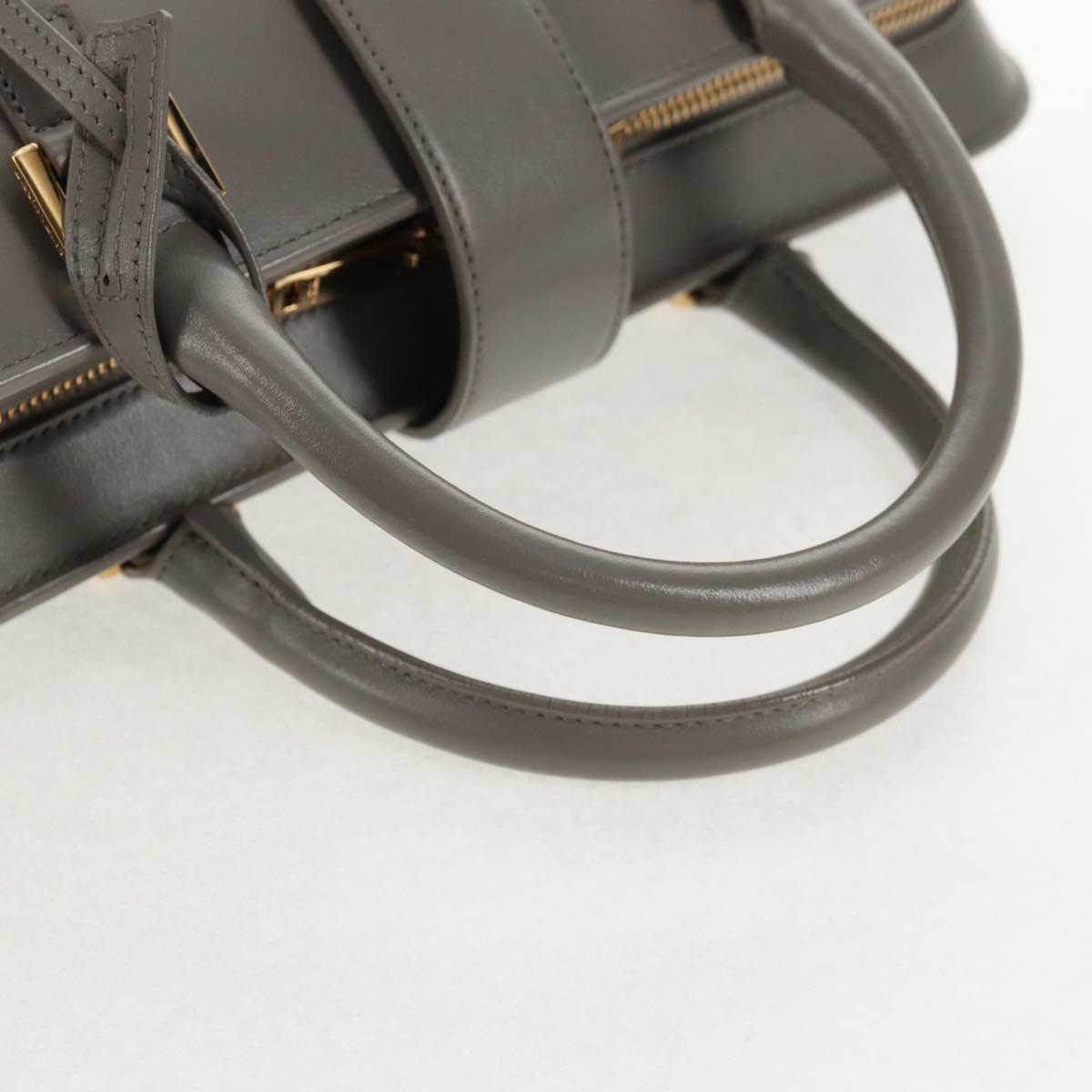 SAINT LAURENT Cabas Hand Bag Leather Gray Gold Auth 146066M