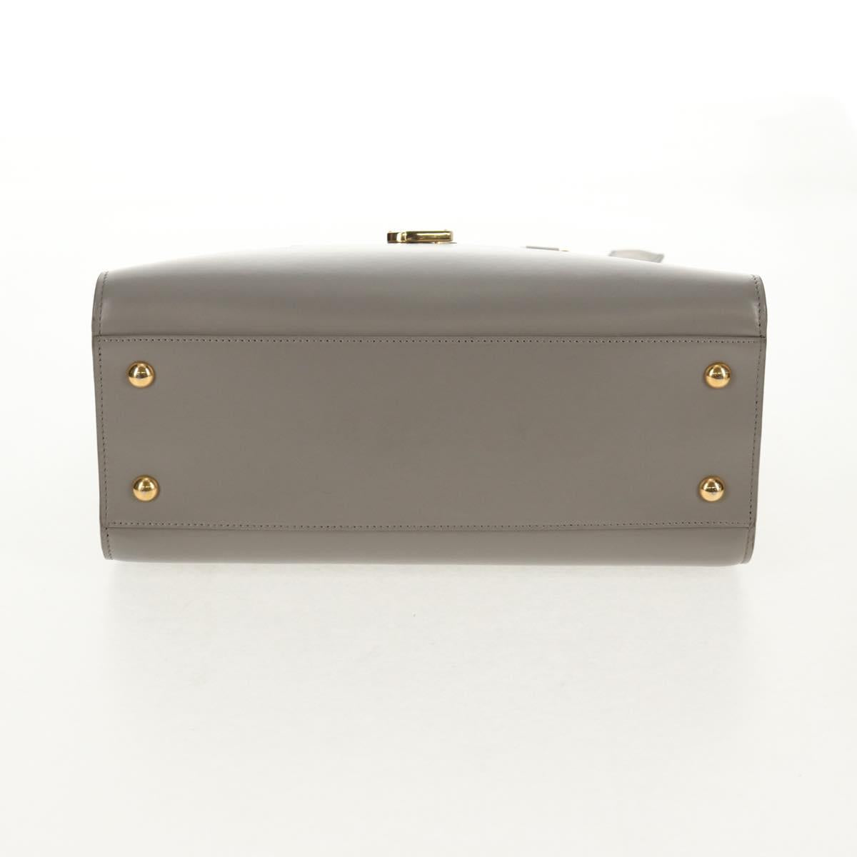 SAINT LAURENT Cabas Hand Bag Leather Gray Gold Auth 146066M