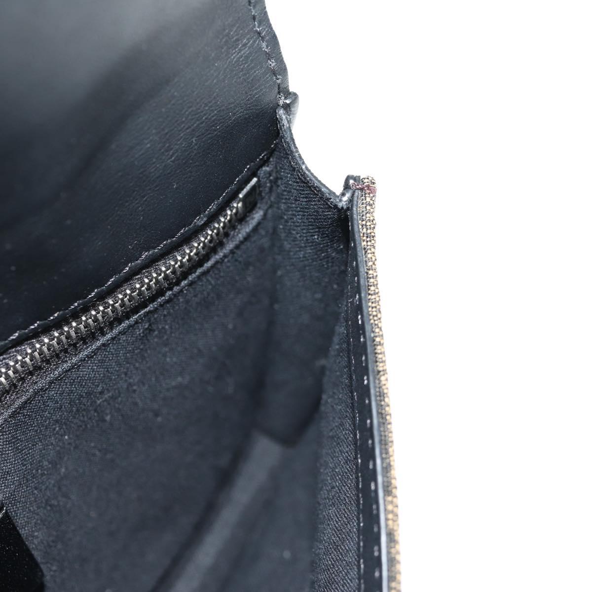 FENDI Zucca Canvas Baguette Shoulder Bag Black Brown Silver Auth 146069M