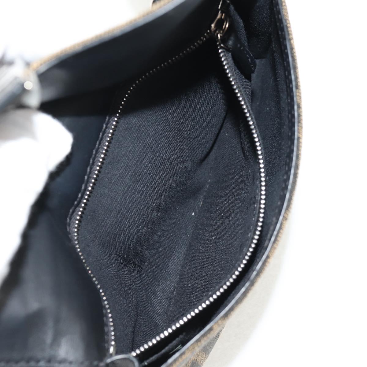 FENDI Zucca Canvas Baguette Shoulder Bag Black Brown Silver Auth 146069M