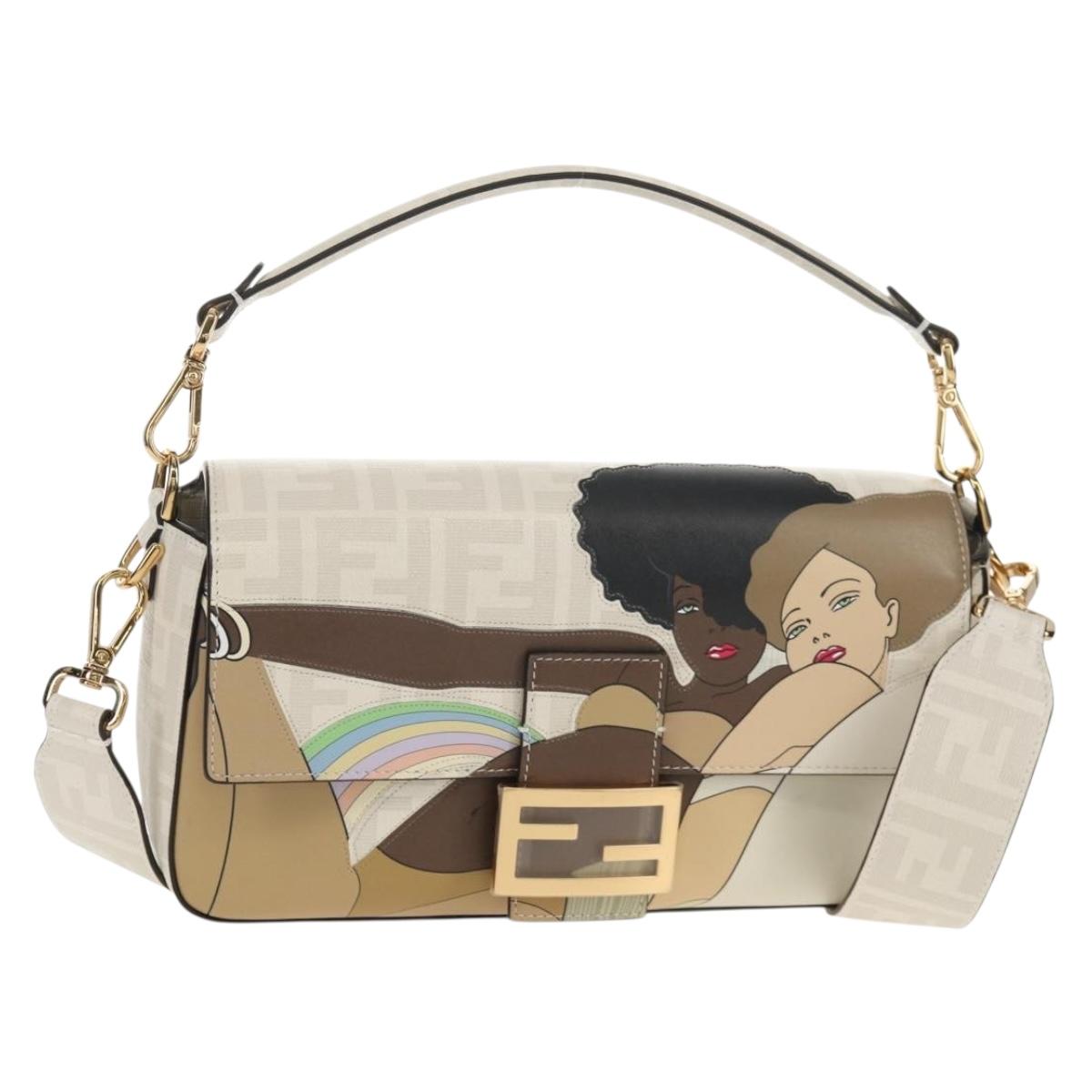 FENDI Zucca Canvas Antonio Lopez Mamma Baguette Bag 2way Ivory Auth 146070SM