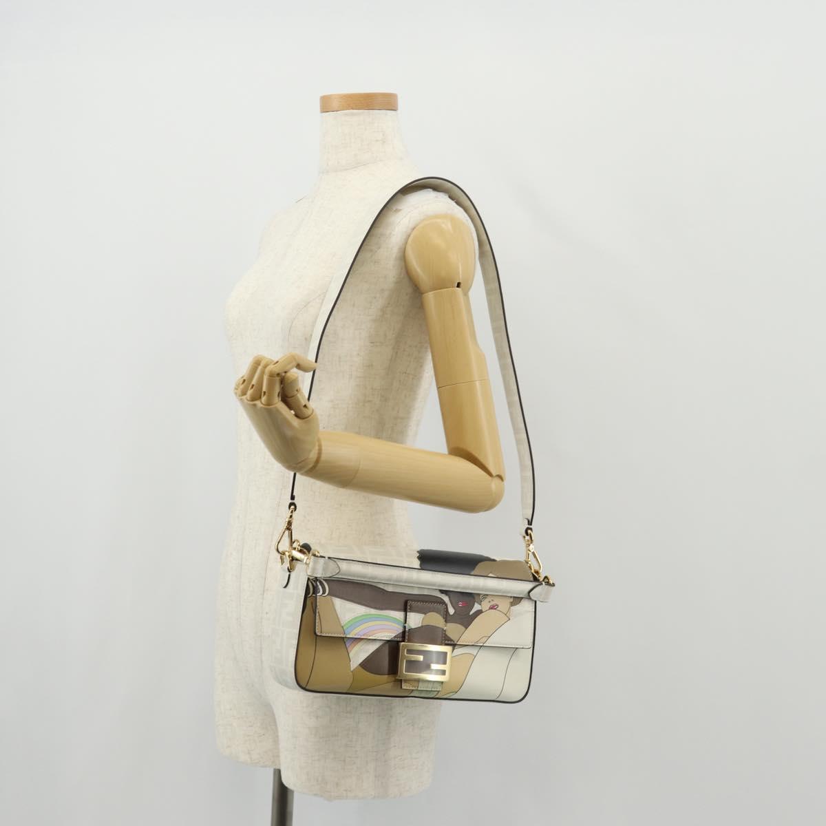 FENDI Zucca Canvas Antonio Lopez Mamma Baguette Bag 2way Ivory Auth 146070SM