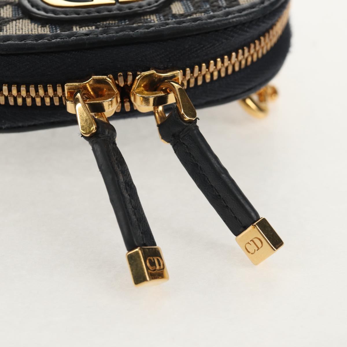 Christian Dior Trotter Canvas Montaigne Chain Bag Navy Gold Auth 146071SAM