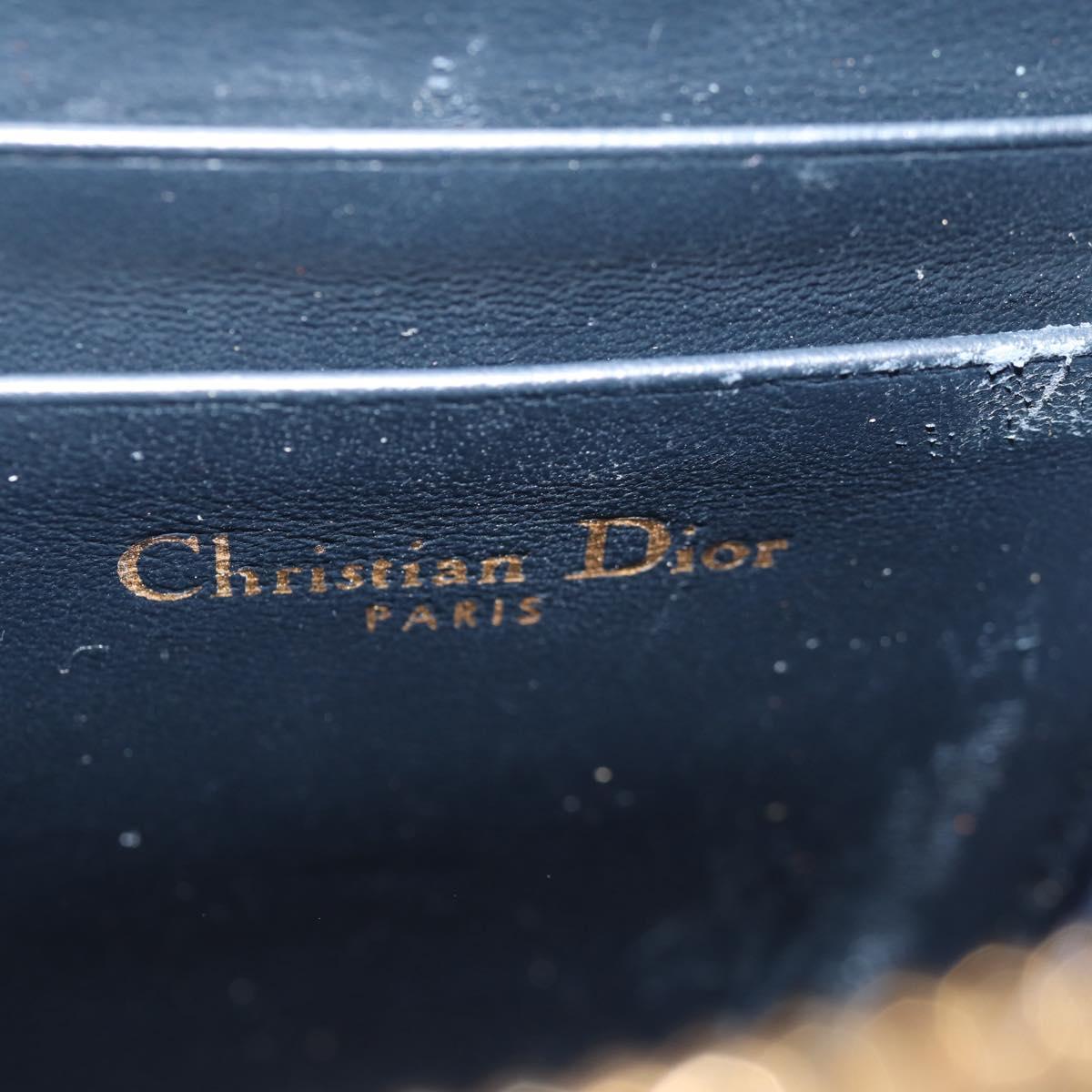 Christian Dior Trotter Canvas Montaigne Chain Bag Navy Gold Auth 146071AM