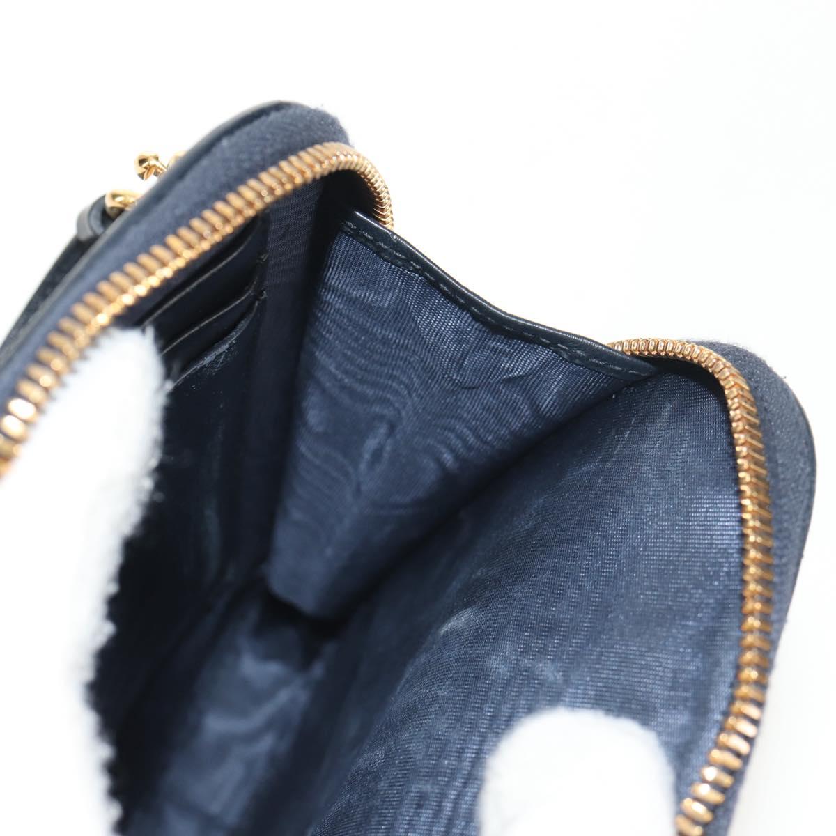 Christian Dior Trotter Canvas Montaigne Chain Bag Navy Gold Auth 146071AM