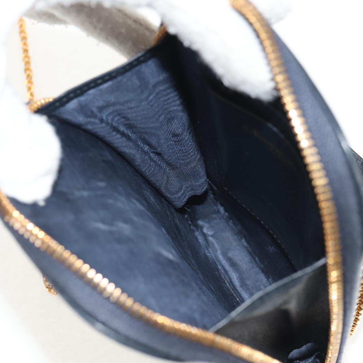 Christian Dior Trotter Canvas Montaigne Chain Bag Navy Gold Auth 146071AM