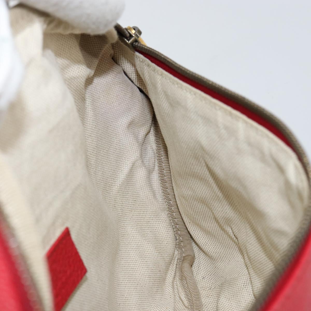 GUCCI Web Sherry Line Body Bag Leather Red 530412 Auth 146075