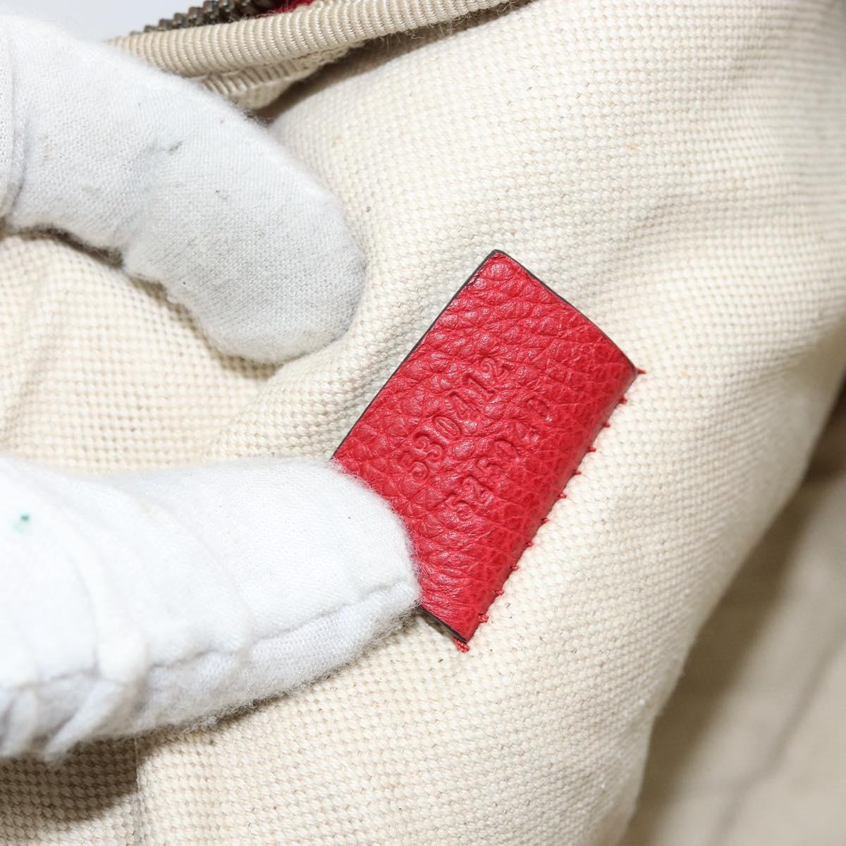 GUCCI Web Sherry Line Body Bag Leather Red 530412 Auth 146075