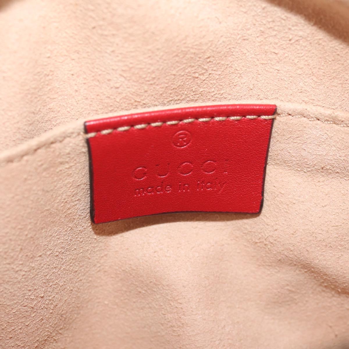 GUCCI GG Marmont Waist Bag Leather Red Gold 476434 Auth 146076V